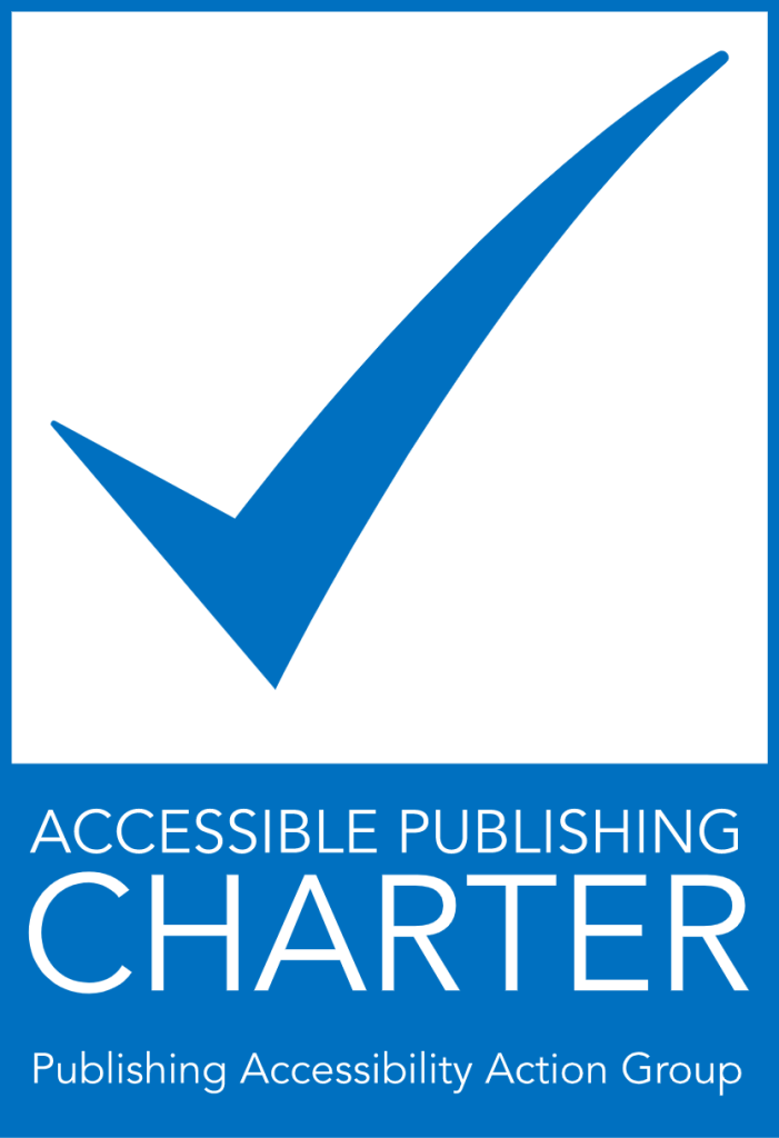Blue and white logo reads "Accessible Publishing Charter: Publishing Accessibility Action Group" under a blue tick